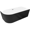 Mexen Silo laisvai pastatoma kampinė vonia dešinė rifliuota 170 x 80 cm, balta/juoda, perpylimas gun metal - 52891708075P-95