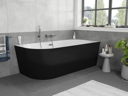 Mexen Silo laisvai pastatoma kampinė dešinioji rifliuota vonia 170 x 80 cm, balta/juoda, perpylimas gun metal - 52891708075P-95
