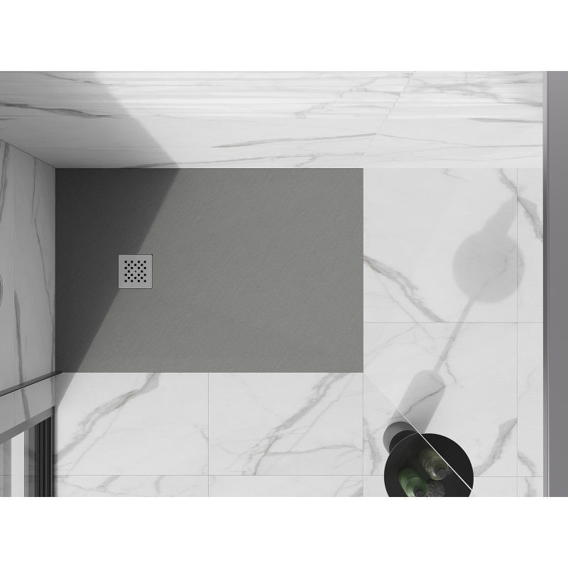 Mexen Stone+ stačiakampė kompozitinė dušo padėklas 90 x 70 cm, pilka-betono - 44617090