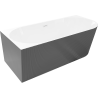 Mexen Silo laisvai pastatoma kampinė vonia kairė rievėta 150 x 75 cm, balta/pilka, perpildymo anga balta - 52891507562L-20