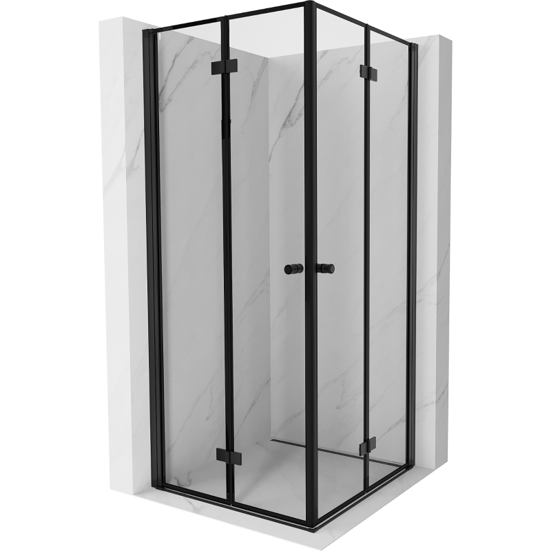Mexen Mist-F Duo sulankstoma dušo kabina 85 x 85 cm, juodas rėmelis, juoda - 8A6-085L-085P-70-70