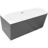 Mexen Silo Laisvai stovinti kampinė vonia kairioji, rifliuota 150 x 75 cm, balta/pilka, šlifuotas varinis persipylimas