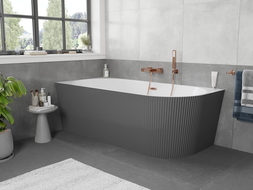 Mexen Silo laisvai pastatoma kampinė vonia kairės pusės 170 x 80 cm, balta/pilka, šepečiuota vario praleida