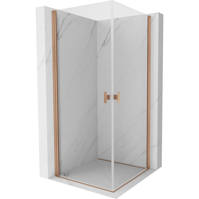 Mexen Mist-B Duo dušo kabina atidaroma 80 x 80 cm, skaidri, šlifuotas varis - 8A2-080-080-65-00