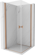Mexen Mist-B Duo dušo kabina atidaroma 80 x 80 cm, skaidri, šlifuotas varis - 8A2-080-080-65-00