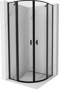Mexen Mist pusapvalė dušo kabina 80 x 80 cm, juodas rėmas, juoda - 8A32-080-080-70-70