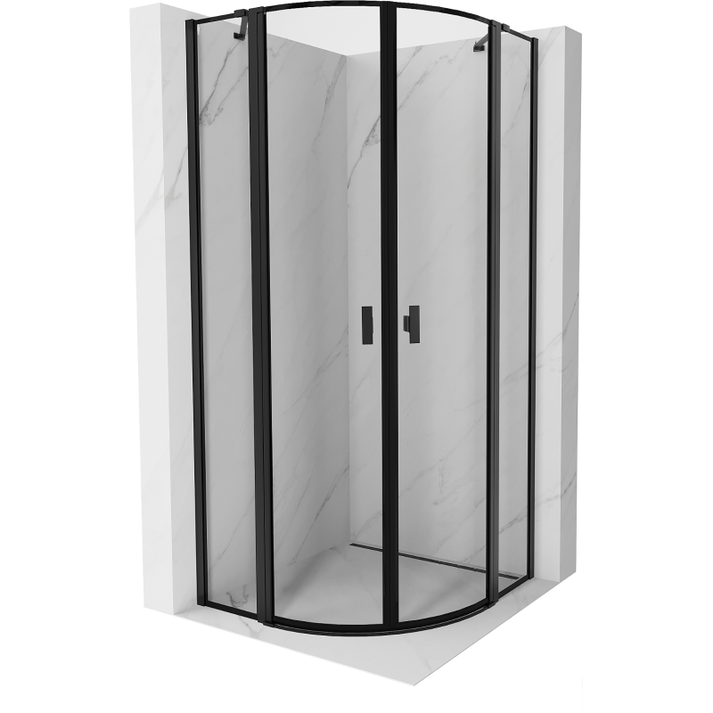 Mexen Mist kampinė dušo kabina 90 x 90 cm, juodas rėmas, juoda - 8A32-090-090-70-70
