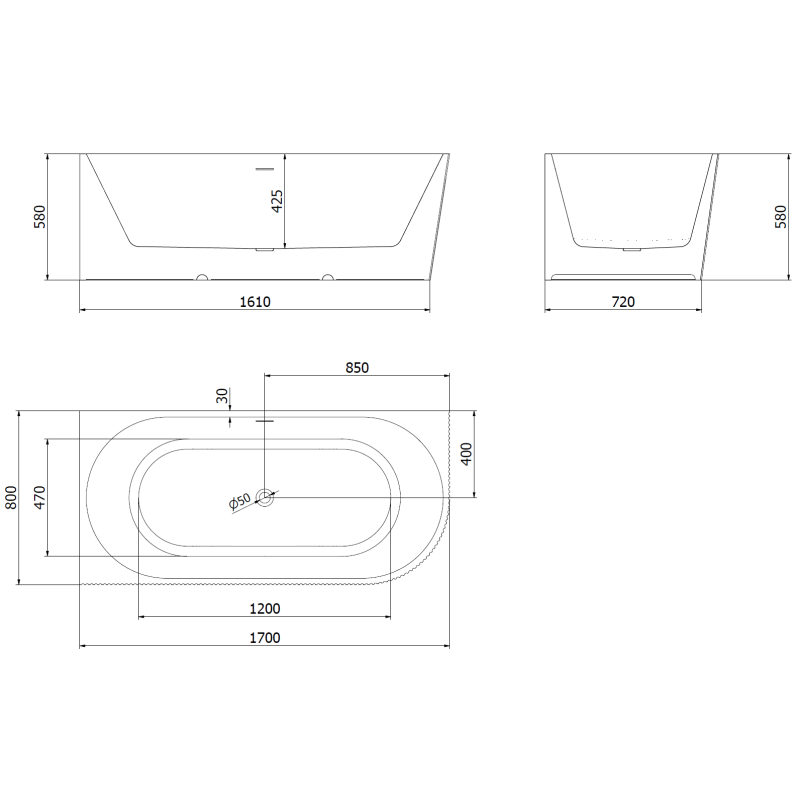 Mexen Silo vonia pastatoma kampinė kairysis rifliuotas 170 x 80 cm, balta/pilka, matinis nikeliuotas nuotakas - 52891708062L-97