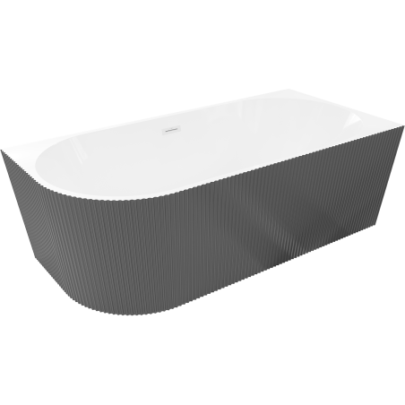 Mexen Silo laisvai pastatoma vonia, rifliuota dešinė, 150 x 75 cm, balta/pilka, baltas persipylimas - 52891507562P-20