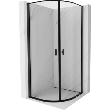 Mexen Mist pusapvalė dušo kabina su vyriais 70 x 70 cm, juodas rėmas, juoda - 8A31-070-070-70-70