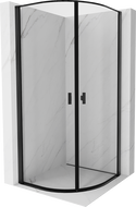 Mexen Mist pusapvalė dušo kabina su varstomomis durimis 70 x 70 cm, juodas rėmelis, juoda - 8A31-070-070-70-70