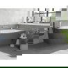 Mexen Silo laisvai pastatoma kampinė dešinė rifliuota vonia 150 x 75 cm, balta/pilka, šepetinis nikelis - 52891507562P-97
