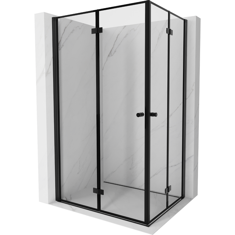Mexen Mist-F Duo sulankstomos dušo kabinos 120 x 110 cm, juodas rėmas, juoda -  8A6-120L-110P-70-70