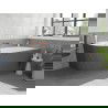 Mexen Silo vonia ant grindų su šonine dešine rifline 170 x 80 cm, balta/pilka, persipylimas rožinis auksas - 52891708062P-60