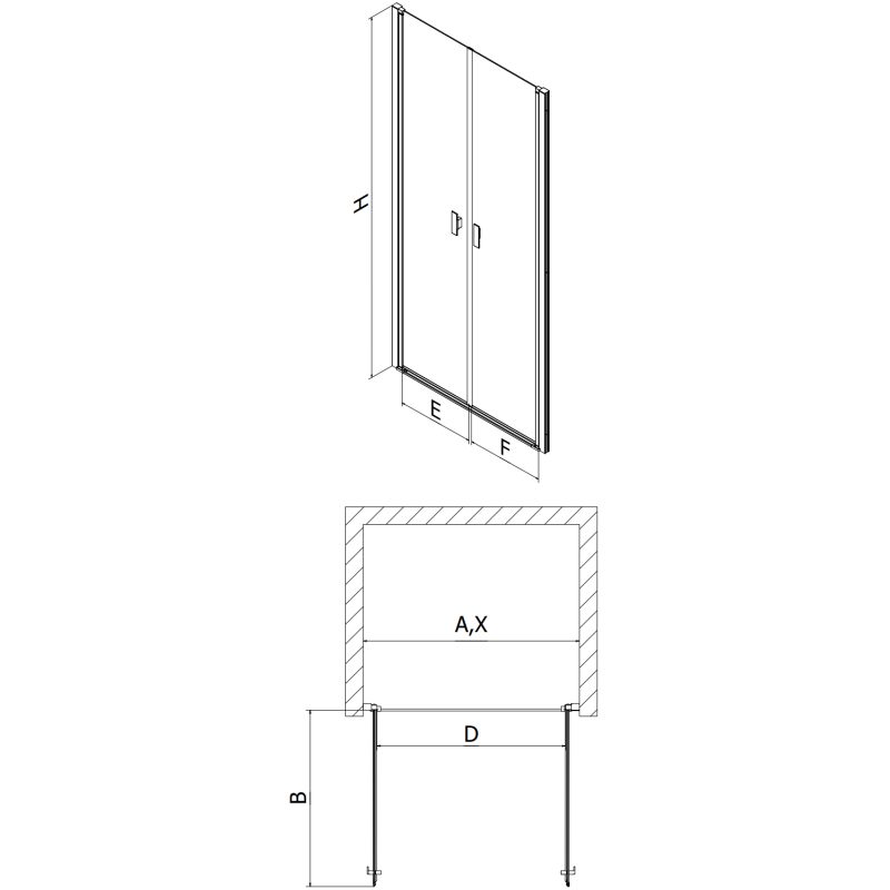 Mexen Mist atveriamos dušo durys 70 cm, skaidrios, auksinės matinės - 8A7-070-000-55-00
