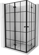 Mexen Mist-F Dviguba sulankstoma dušo kabina, kairė 85 x 75 cm, juodas tinklelis, juoda - 8A6-085L-075P-70-77