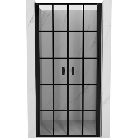 Mexen Mist dušo durys, atveriamos, 100 cm, juodas tinklelis, juodos - 8A7-100-000-70-77