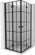 Mexen Mist-F Duo sulankstoma dušo kabina 80 x 80 cm, juoda grotelė, juoda - 8A6-080L-080P-70-77