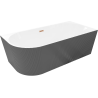 Mexen Silo atskira kampinė dešinė rauginė vonia 170 x 80 cm, balta/pilka, perviršis šepečiuotas varis - 52891708062P-65