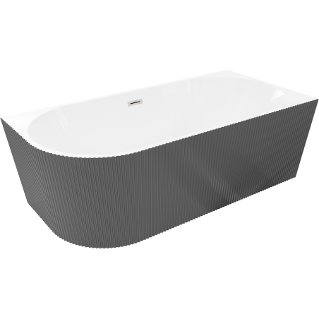 Mexen Silo laisvai stovinti vonia, dešininė, su grioveliais 170 x 80 cm, balta/pilka, šlifuoto nikelio perpylimas