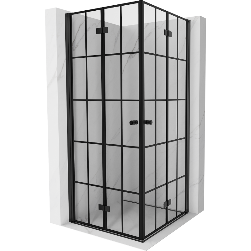 Mexen Mist-F Duo sulankstoma dušo kabina 95 x 95 cm, juodi kvadratai, juoda - 8A6-095L-095P-70-77