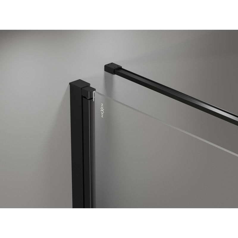 Mexen Mist-B kairinė juoda dušo kabina, 70 x 70 cm, juodi rėmai - 8A2T-070-070-70-70-L