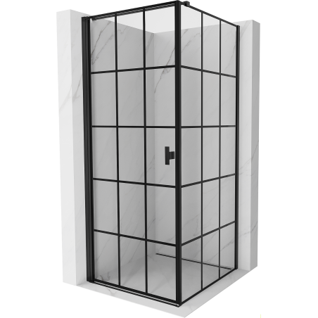 Mexen Mist-B pasukamas dušo kabinas kairysis 90 x 90 cm, juodas tinklelis, juoda - 8A2T-090-090-70-77-L