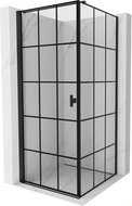 Mexen Mist-B pasukamas dušo kabinas kairysis 90 x 90 cm, juodas tinklelis, juoda - 8A2T-090-090-70-77-L