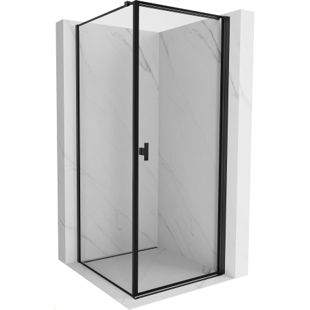Mexen Mist-B dešinėn nusukama dušo kabina 80 x 80 cm, juodas rėmas, juoda - 8A2T-080-080-70-70-P