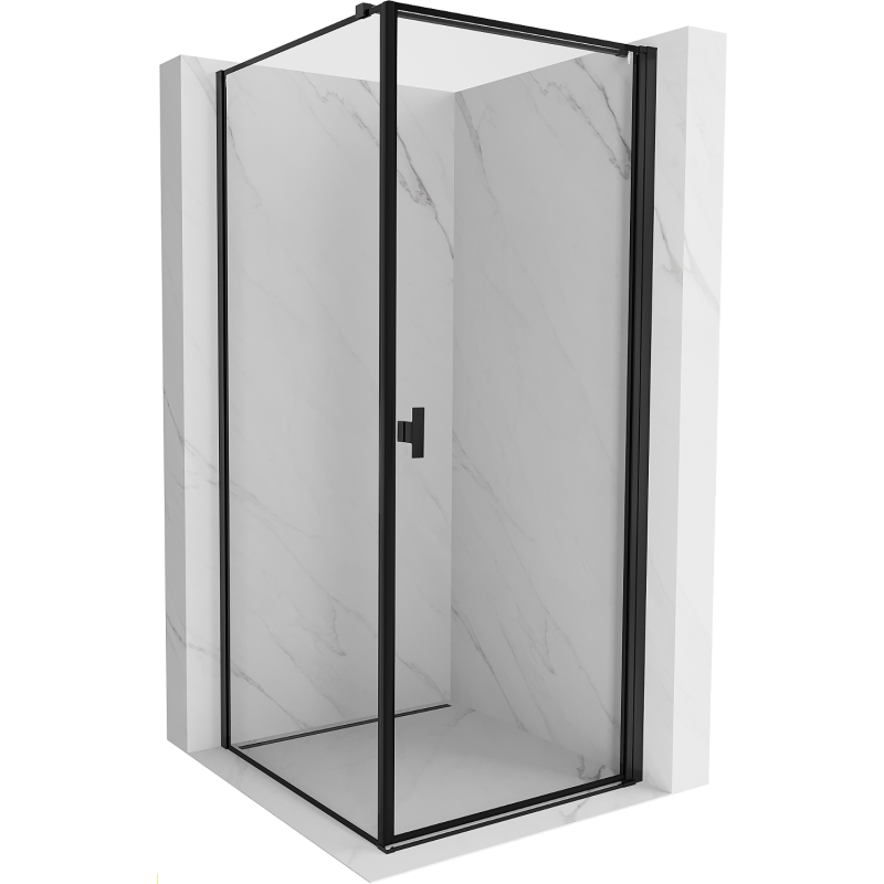 Mexen Mist-B dušo kabina su atveriamomis durimis dešinėje 90 x 90 cm, juodas rėmas, juoda - 8A2T-090-090-70-70-P