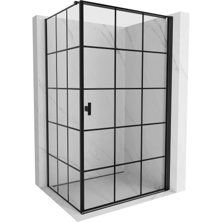 Mexen Mist-B dešinės pusės varstoma dušo kabina 90 x 95 cm, juodas tinklelis, juodas - 8A2T-090-095-70-77-P