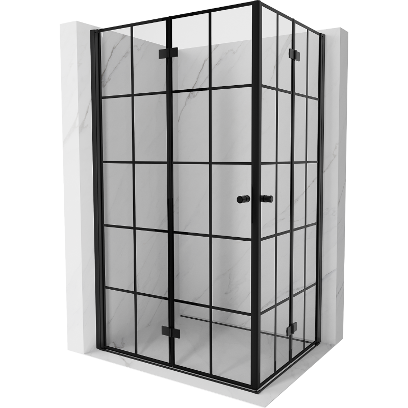 Mexen Mist-F Duo sulankstoma dušo kabina 70 x 120 cm, juodas tinklelis, juoda - 8A6-070L-120P-70-77
