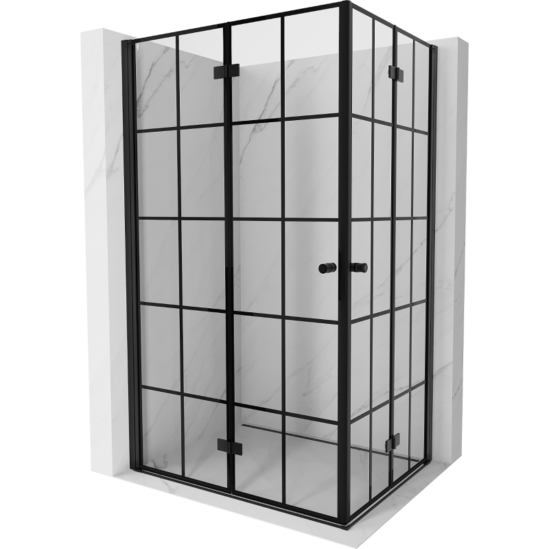Mexen Mist-F Duo sulankstoma dušo kabina 85 x 120 cm, juodas tinklelis, juoda - 8A6-085L-120P-70-77