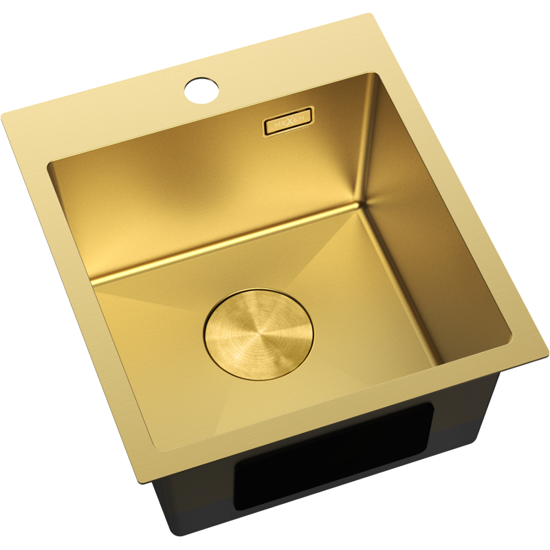 Mexen Solix nerūdijančio plieno virtuvės kriauklė su viena kamera 400 x 450 mm, auksinė - 6401401000-55