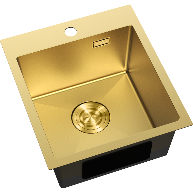 Mexen Solix nerūdijančio plieno virtuvės kriauklė su viena kamera 400 x 450 mm, auksinė - 6401401000-55
