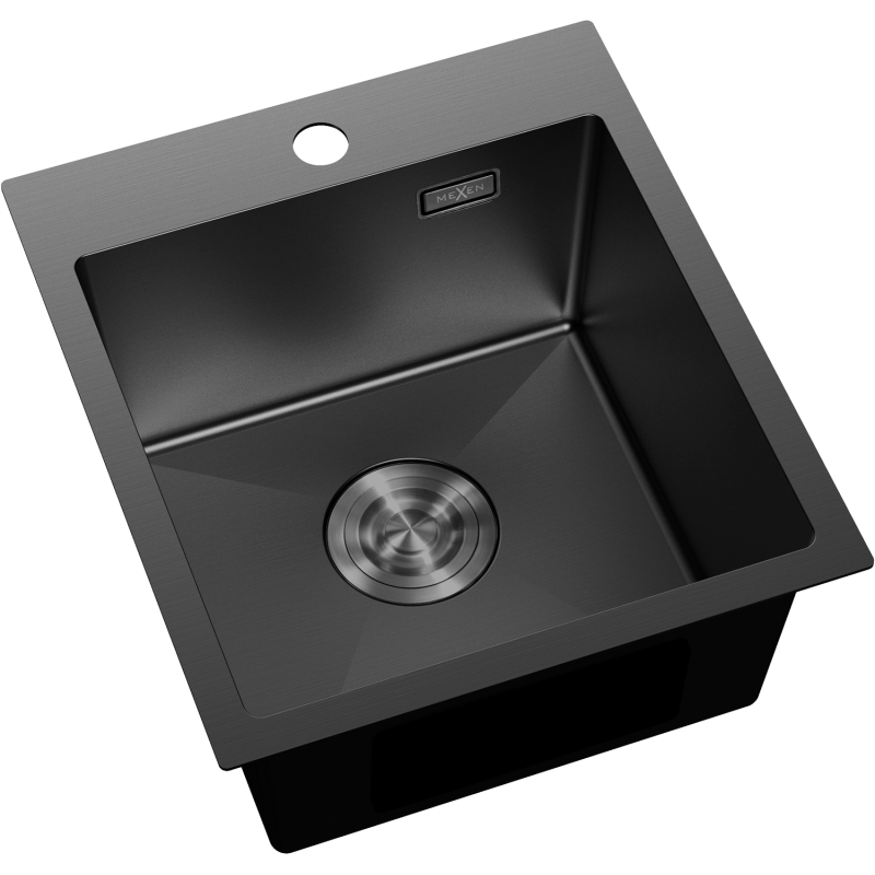 Mexen Solix nerūdijančio plieno plautuvė 1 skyrius 400 x 450 mm, juoda - 6401401000-70