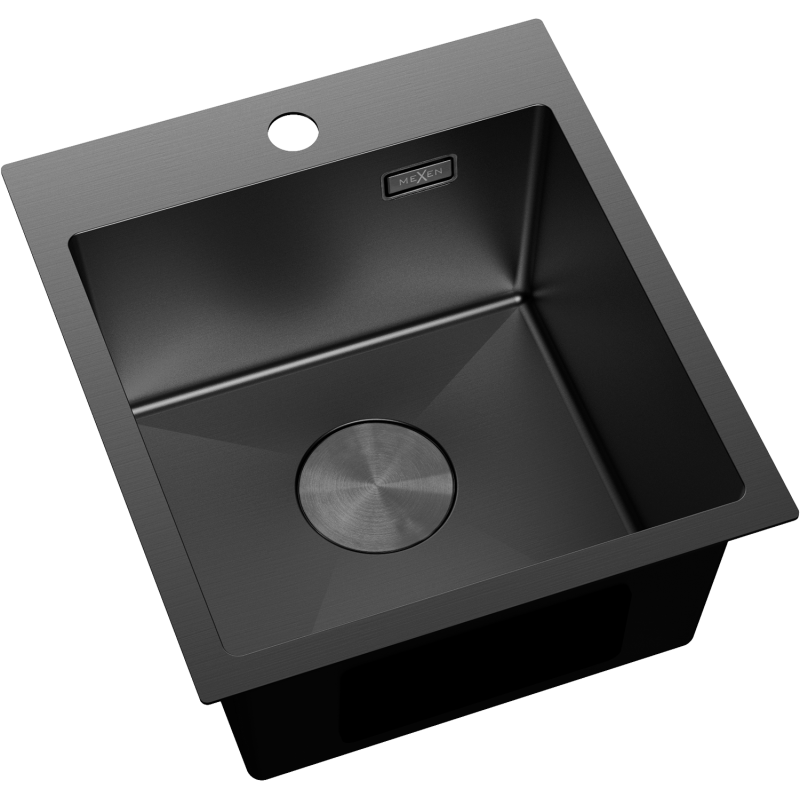 Mexen Solix nerūdijančio plieno plautuvė 1 skyrius 400 x 450 mm, juoda - 6401401000-70