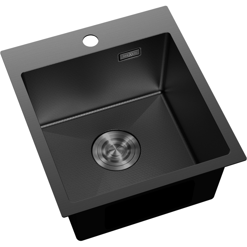 Mexen Solix plieninė vienos plautuvės plautuvė 400 x 450 mm, juoda HC - 6401401000-70HC