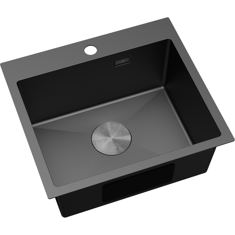 Mexen Solix plieninė vienos kameros plautuvė 500 x 450 mm, juoda - 6402501000-70