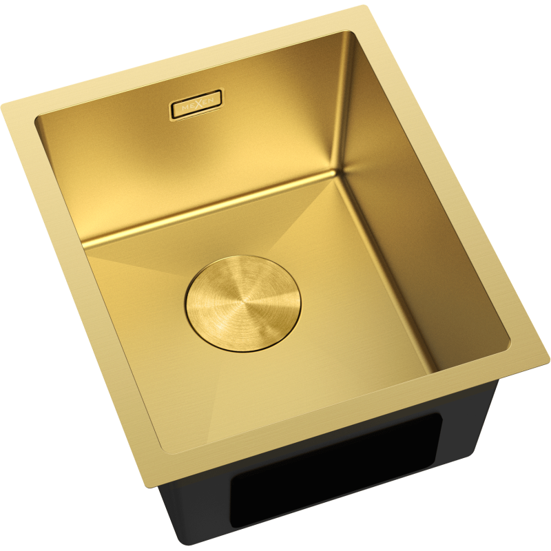 Mexen Trixo nerūdijančio plieno vienos kameros kriauklė 370 x 440 mm, auksinė - 6412371000-55