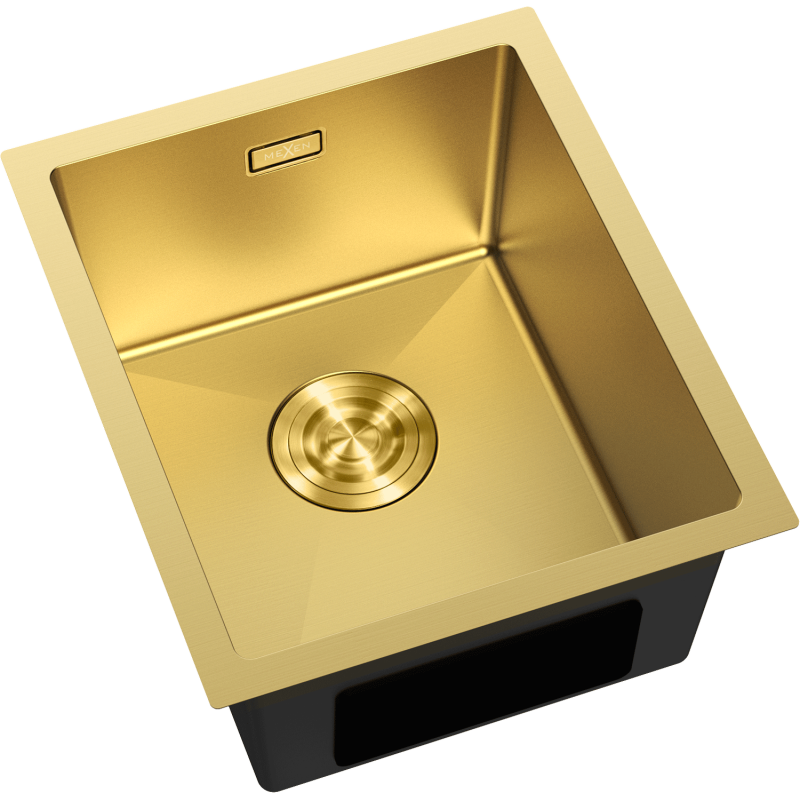 Mexen Trixo nerūdijančio plieno vienos kameros kriauklė 370 x 440 mm, auksinė - 6412371000-55