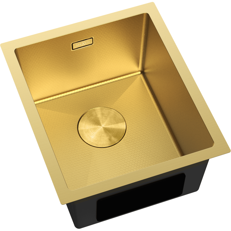 Mexen Trixo plieninė kriauklė, 1 skyrius, 370 x 440 mm, auksinė HC - 6412371000-55HC