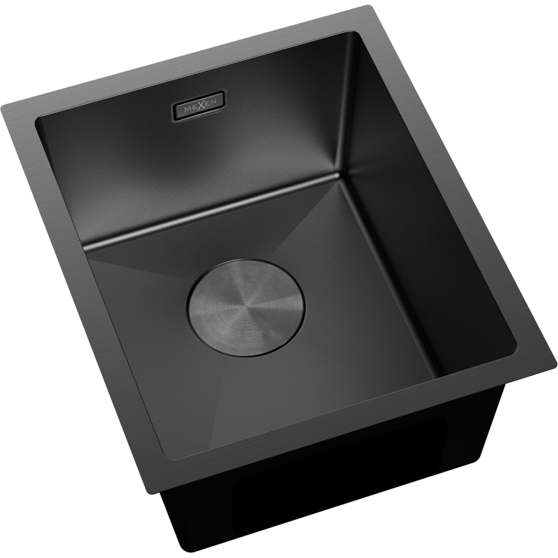 Mexen Trixo plieninė virtuvės kriauklė su viena kamera 370 x 440 mm, juoda - 6412371000-70