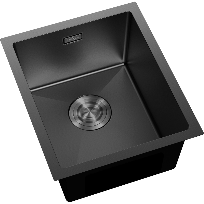Mexen Trixo plieninė virtuvės kriauklė su viena kamera 370 x 440 mm, juoda - 6412371000-70