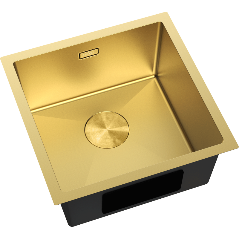 Mexen Trixo plieninė vienos sekcijos kriauklė 440 x 440 mm, auksinė - 6413441000-55
