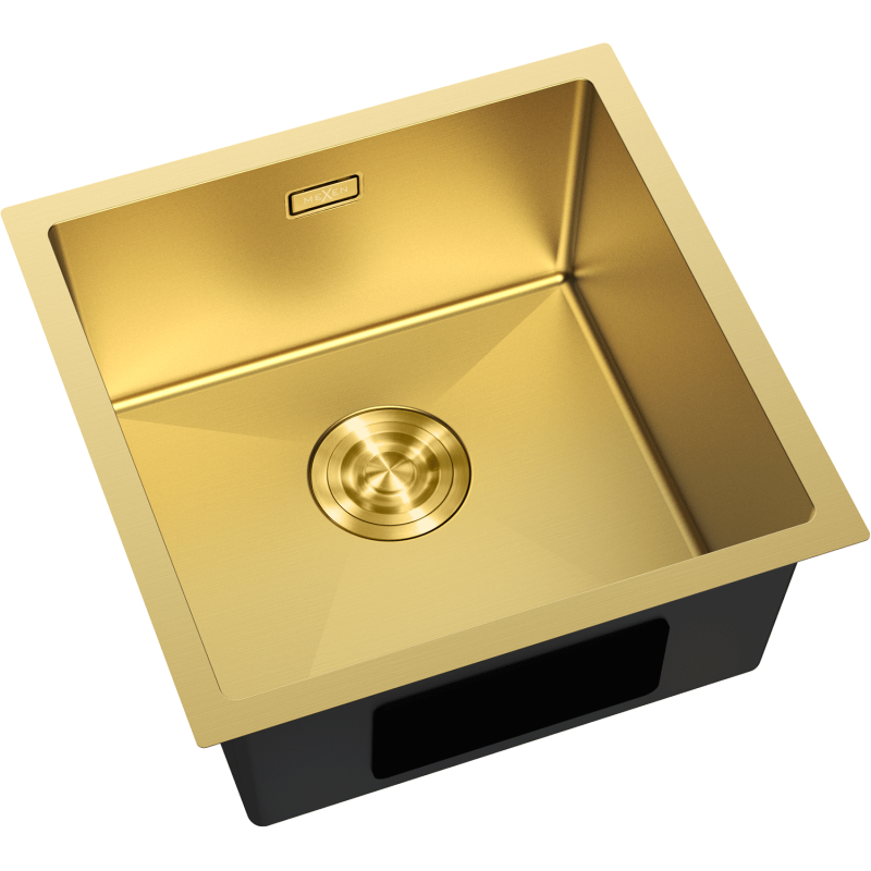 Mexen Trixo plieninė vienos sekcijos kriauklė 440 x 440 mm, auksinė - 6413441000-55