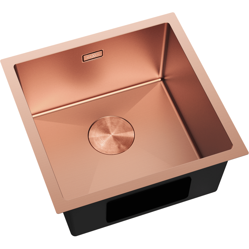 Mexen Trixo plieninė virtuvės kriauklė 1 skyrius 440 x 440 mm, vario spalvos - 6413441000-65