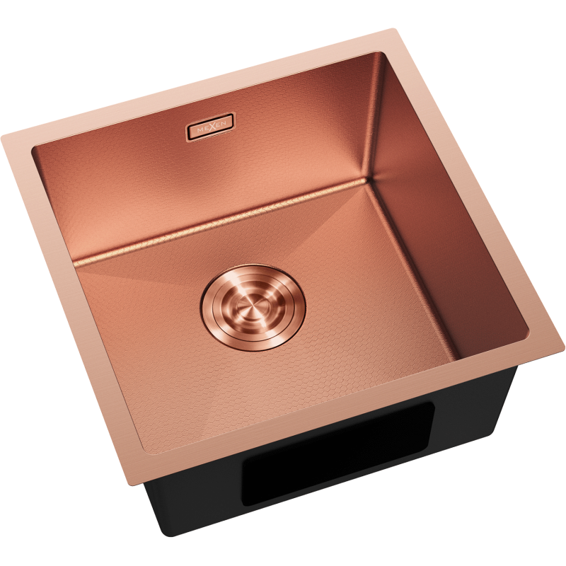 Mexen Trixo plieninis vienos kameros virtuvės kriauklė 440 x 440 mm, varis HC - 6413441000-65HC