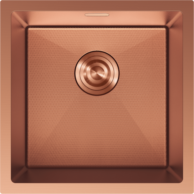 Mexen Trixo plieninis vienos kameros virtuvės kriauklė 440 x 440 mm, varis HC - 6413441000-65HC