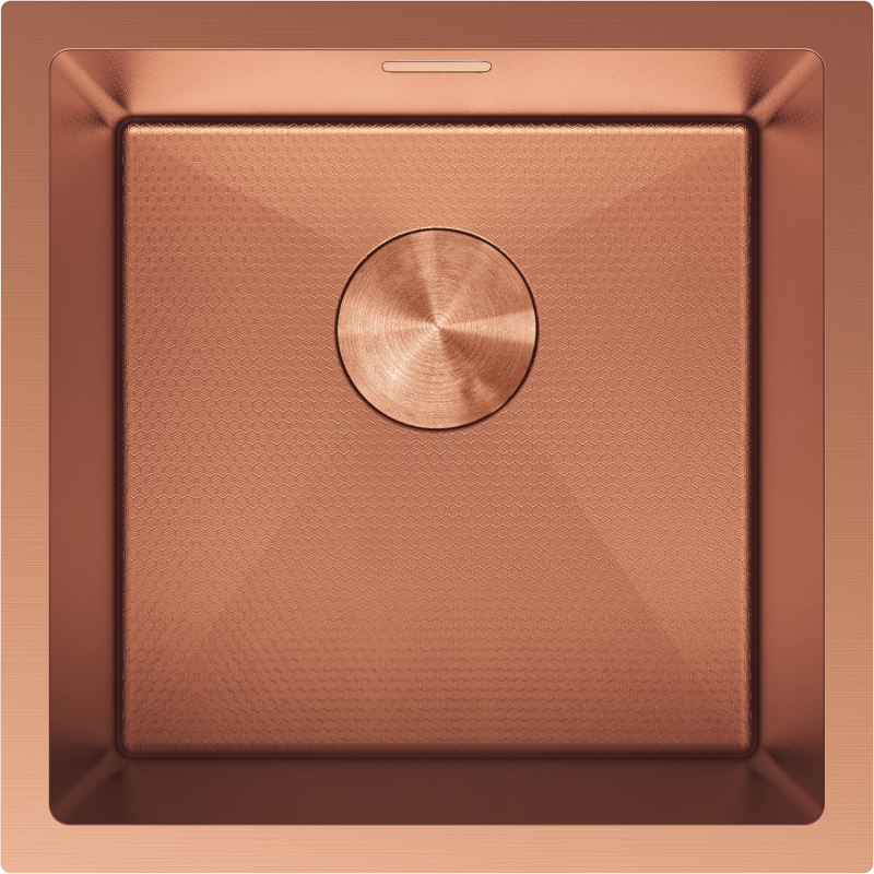 Mexen Trixo plieninis vienos kameros virtuvės kriauklė 440 x 440 mm, varis HC - 6413441000-65HC